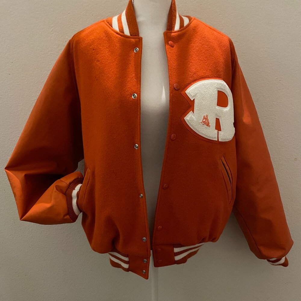 Vintage Neff Orange and White Varsity Bomber Jacket XL